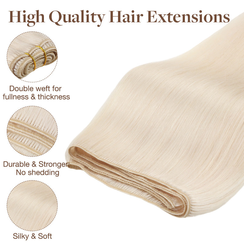 Pure Platinum Blonde (1000) Sew-In Weft Hair Extensions (80g-120g) [Clearance]