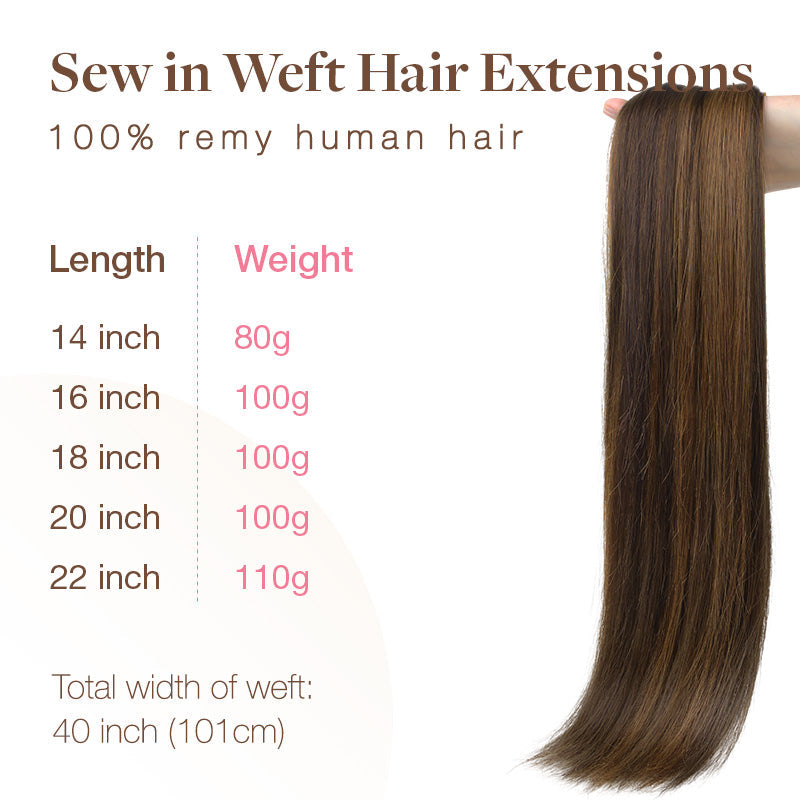 Brown Sugar Swirl Highlights (2C/4E/6C) Sew-In Weft Hair Extensions (80g-120g) [Clearance]