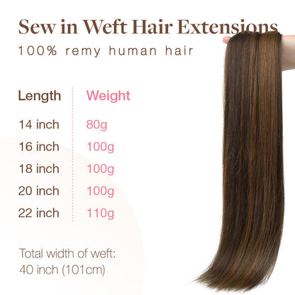 Brown Sugar Swirl Highlights (2C/4E/6C) Sew-In Weft Hair Extensions (80g-120g) [Clearance]