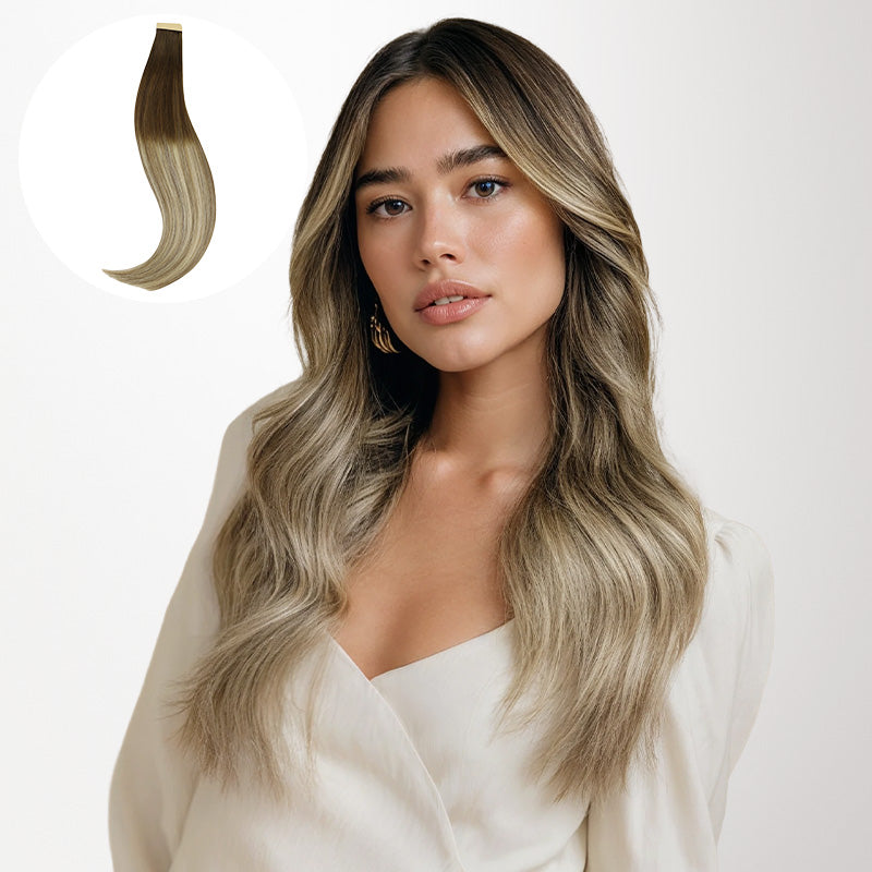 Bleach Blonde Balayage (3/8/613) Tape-Ins [Clearance]