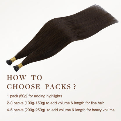 Dark Brown (2) I-Tip Hair Extensions 50g [Clearance]